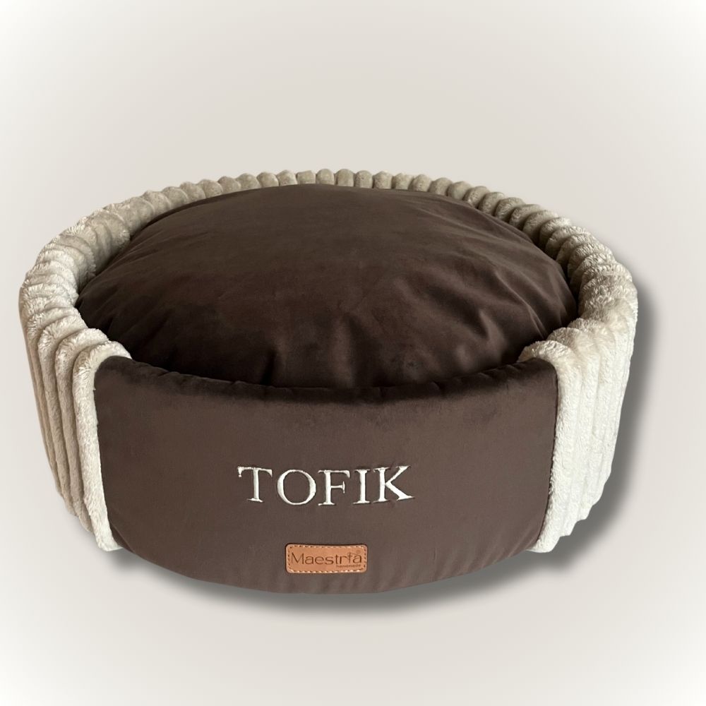 Legowisko Pufa - kremowo-brązowa - obrazek 2