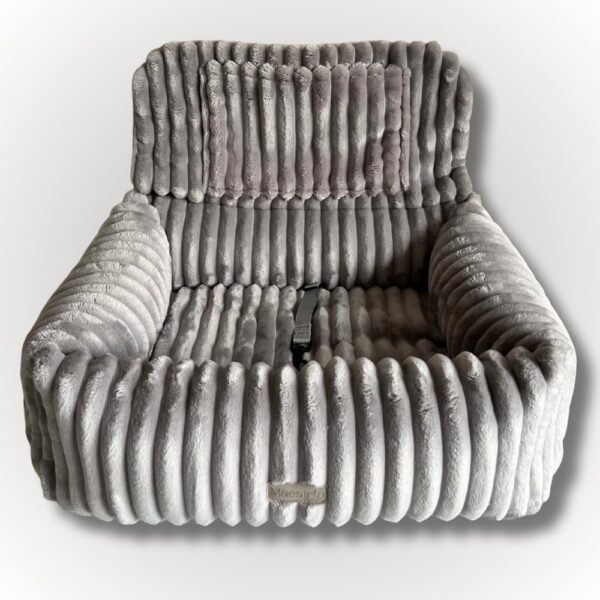 Fotelik do auta sztruksowy szary + pas samochodowy GRATIS