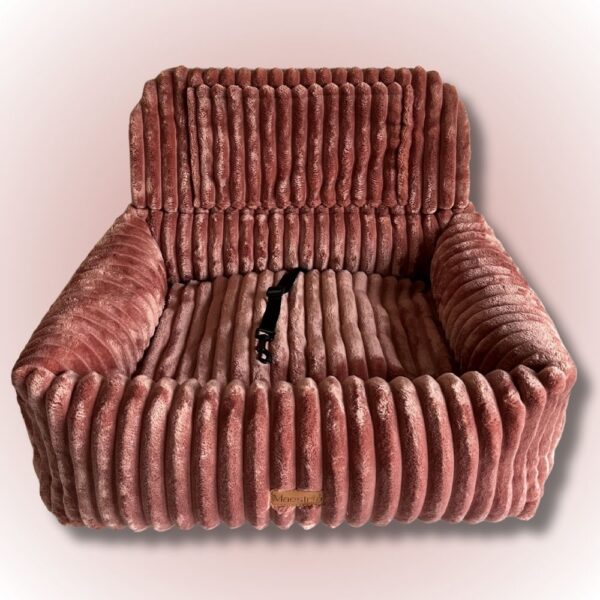 Fotelik do auta sztruksowy różowy + pas samochodowy GRATIS